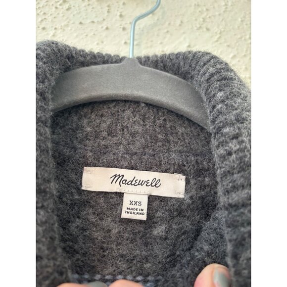 Madewell Jill Stripe Rugby Polo Top XXS Wool-Blend Gray Blue - Picture 6 of 11